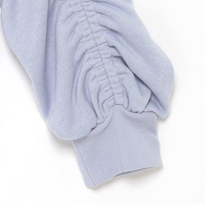 亮片迷你衛衣面料褶皺袖上衣