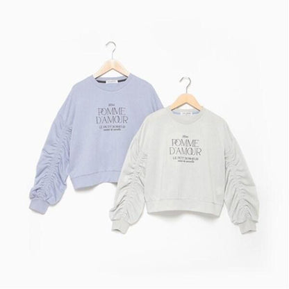 亮片迷你衛衣面料褶皺袖上衣