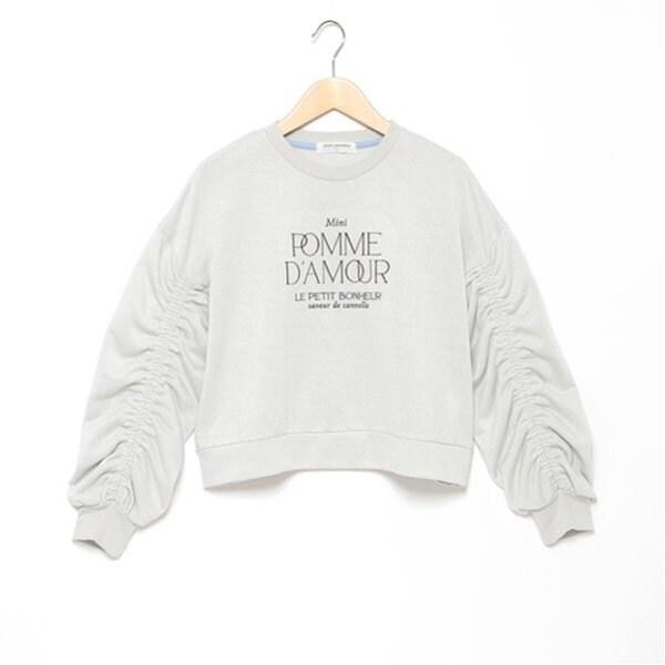 亮片迷你衛衣面料褶皺袖上衣