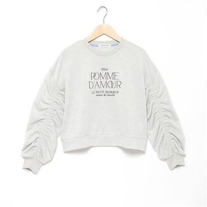 亮片迷你衛衣面料褶皺袖上衣