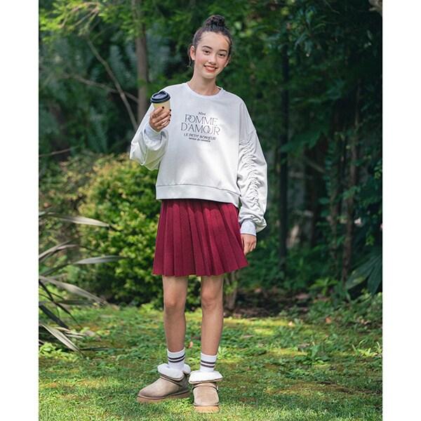 亮片迷你衛衣面料褶皺袖上衣