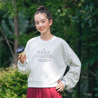 亮片迷你衛衣面料褶皺袖上衣