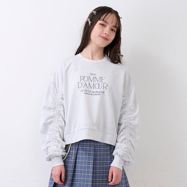 亮片迷你衛衣面料褶皺袖上衣