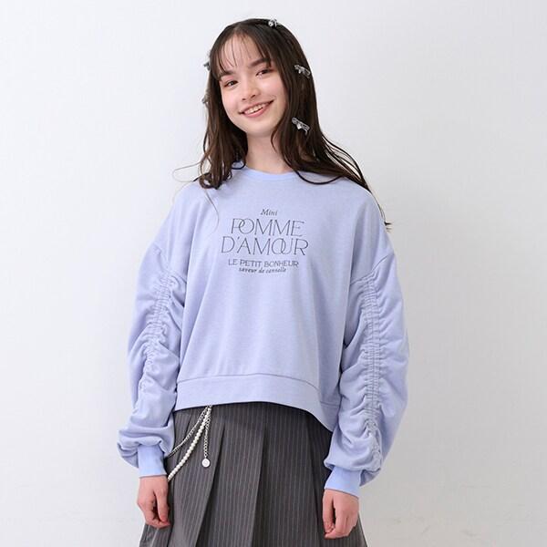 亮片迷你衛衣面料褶皺袖上衣