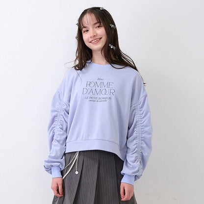 亮片迷你衛衣面料褶皺袖上衣