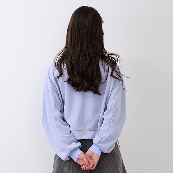 亮片迷你衛衣面料褶皺袖上衣