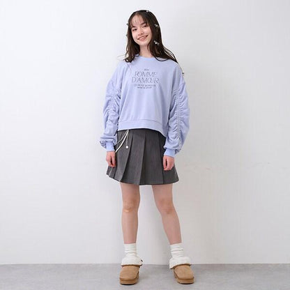 亮片迷你衛衣面料褶皺袖上衣