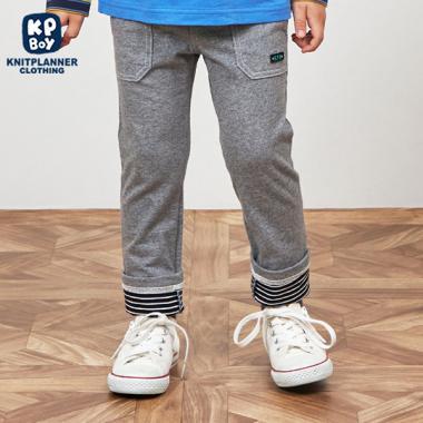 KPBOY 牛仔風針織斜紋長褲(90～150)