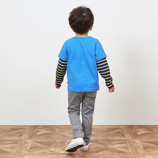 KPBOY 條紋與純色天竺拼接層疊風長袖T恤（80～120）