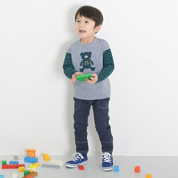 KPBOY 牛仔風針織斜紋長褲(90～150)