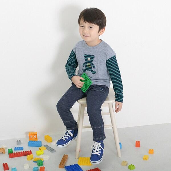 KPBOY 牛仔風針織斜紋長褲(90～150)