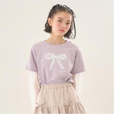 袖部網紗拼接T恤