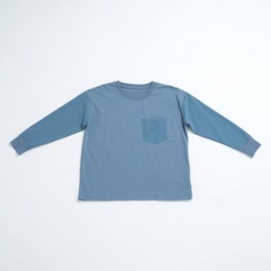 袖口口袋布拼接寬鬆長袖T恤