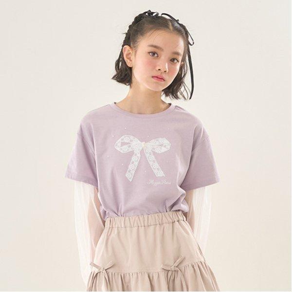 袖部網紗拼接T恤