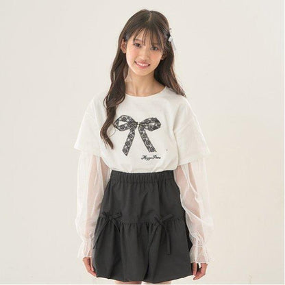 袖部網紗拼接T恤