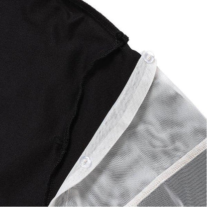 袖部網紗拼接T恤