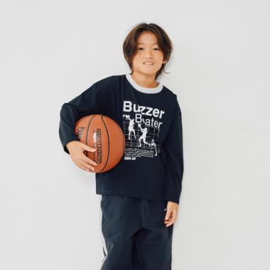 運動員印花寬鬆長袖T恤