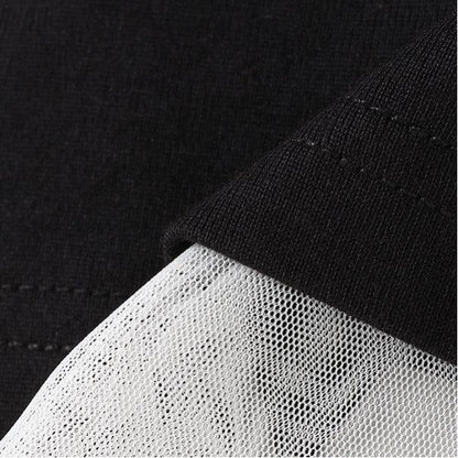 袖部網紗拼接T恤