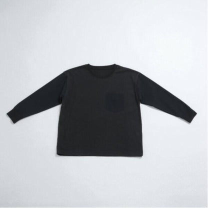 袖口口袋布拼接寬鬆長袖T恤