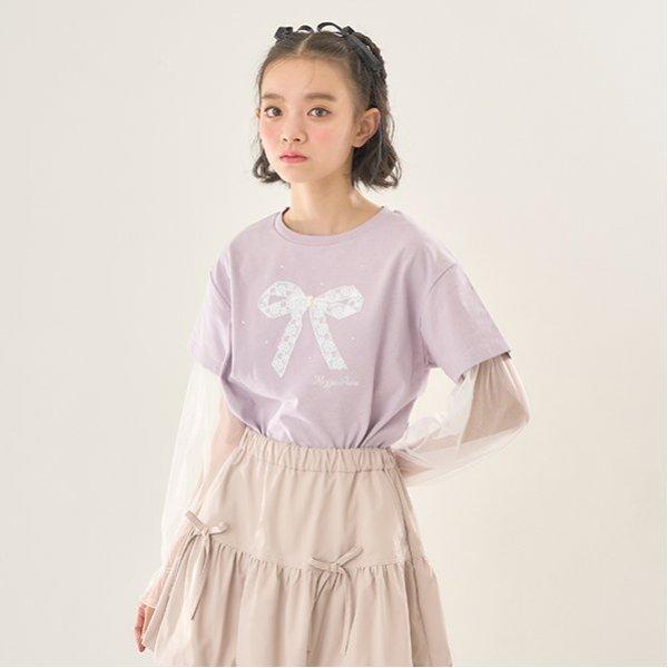 袖部網紗拼接T恤