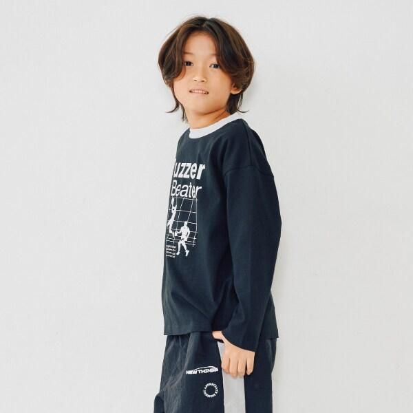 運動員印花寬鬆長袖T恤