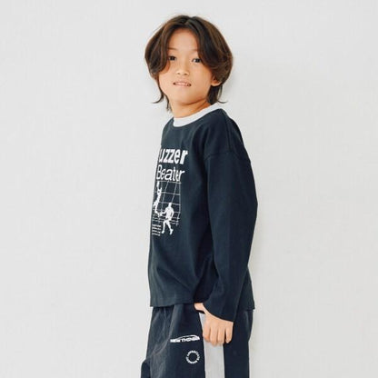 運動員印花寬鬆長袖T恤