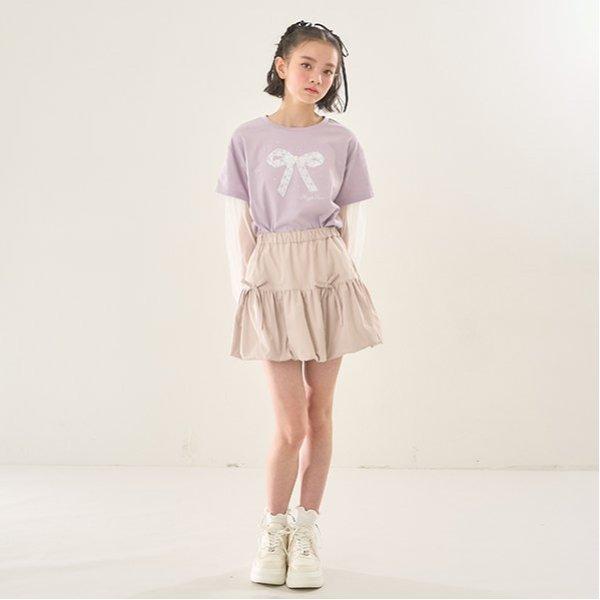 袖部網紗拼接T恤