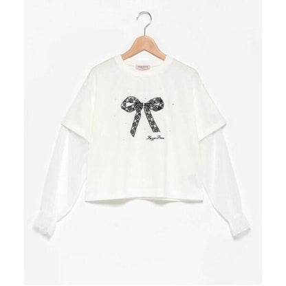 袖部網紗拼接T恤