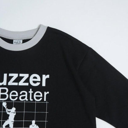 運動員印花寬鬆長袖T恤