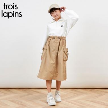 troislapins 半拉鍊拼接工裝連衣裙（140～160）