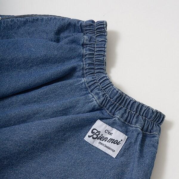 【柔軟牛仔】愛心刺繡喇叭裙