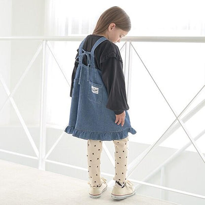 【柔軟牛仔】愛心刺繡揹帶裙