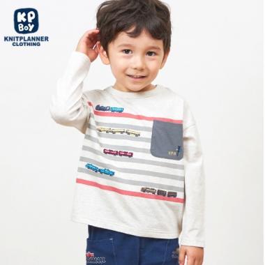 KPBOY 日本製/電車圖案長袖T恤（80～130）