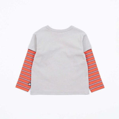KPBOY 條紋與純色天竺拼接層疊風長袖T恤（80～120）