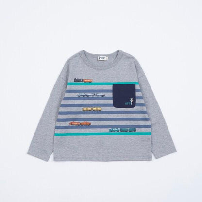 KPBOY 日本製/電車圖案長袖T恤（80～130）