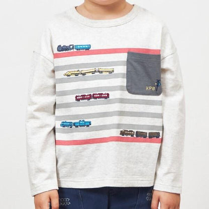 KPBOY 日本製/電車圖案長袖T恤（80～130）