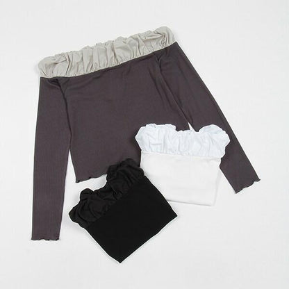 【LADIES】泡泡領長袖T恤