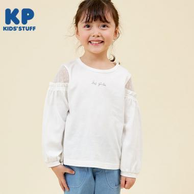 肩部波點網紗長袖T恤（120～130）