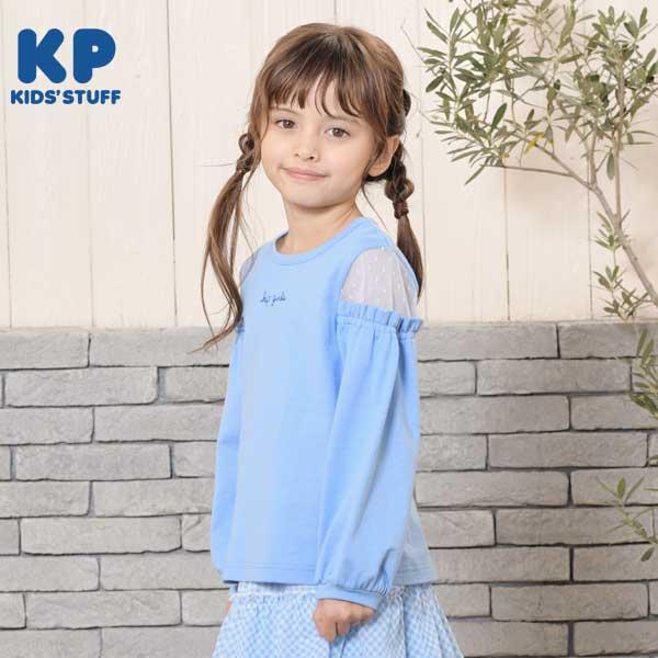 肩部波點網紗長袖T恤（120～130）