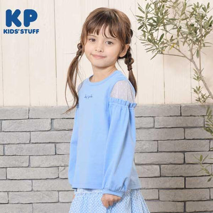 肩部波點網紗長袖T恤（120～130）