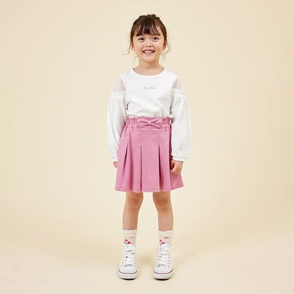 肩部波點網紗長袖T恤（120～130）