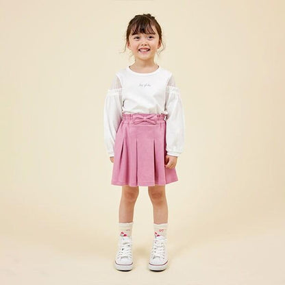 肩部波點網紗長袖T恤（120～130）