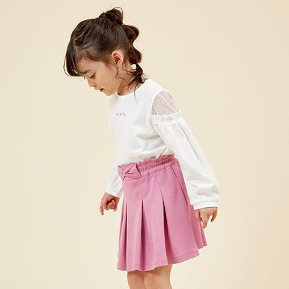 肩部波點網紗長袖T恤（120～130）