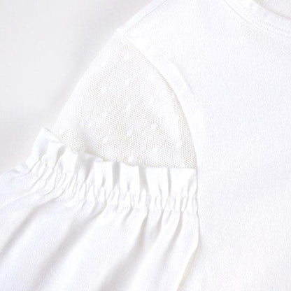 肩部波點網紗長袖T恤（120～130）