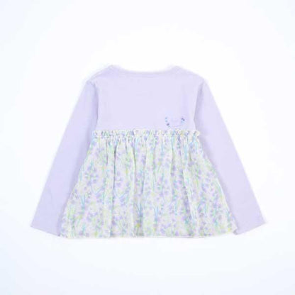 甜豌豆花紋雪紡拼接T恤（100～130）