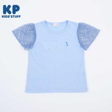 鈴蘭刺繡與珍珠標誌短袖T恤（110～130）