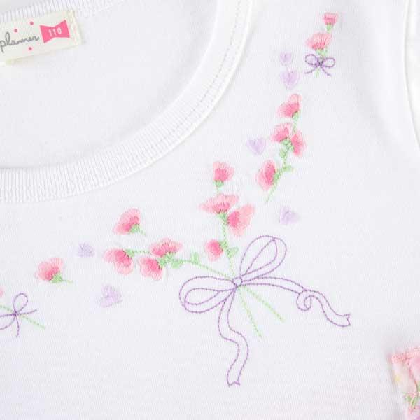 甜豌豆花紋雪紡拼接T恤（100～130）