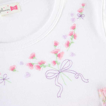 甜豌豆花紋雪紡拼接T恤（100～130）