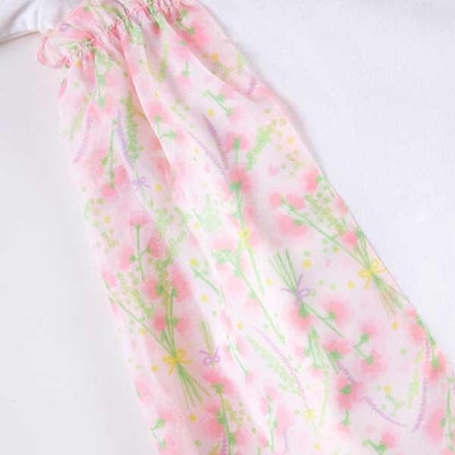 甜豌豆花紋雪紡拼接T恤（100～130）