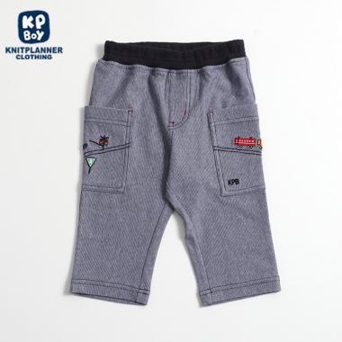 電車刺繡條紋七分褲（80～90）